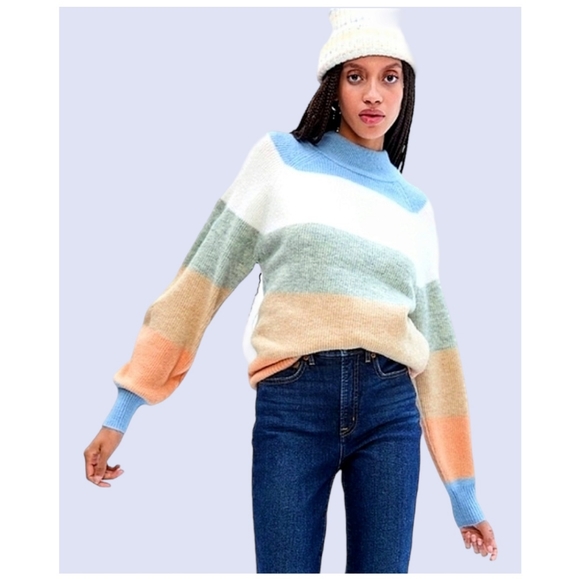 GAP | Sweaters | Nwt Gap Forever Cozy Pastel Striped Crewneck Sweater |  Poshmark